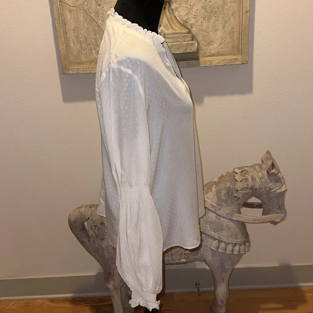 1. State Boho ivory top peasant blouse long sleeves Sz M‎